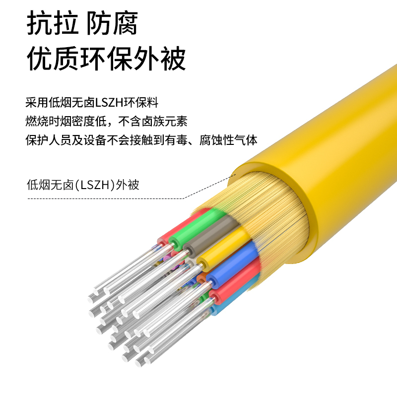 博扬 48芯单模室内光缆光纤线 9/125 GJFJH低烟无卤束状软光缆 500米 BY-GJFJH-48B1-500M