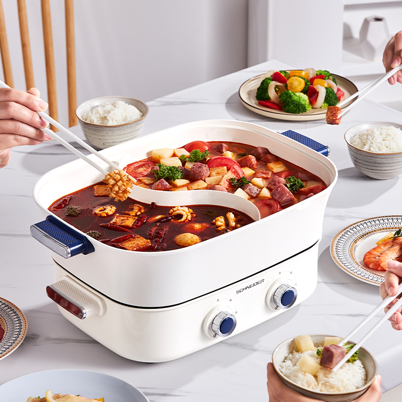 施耐德(Schneider) 鸳鸯电火锅 SWK-XNL19 月光白 5.0L高清大图