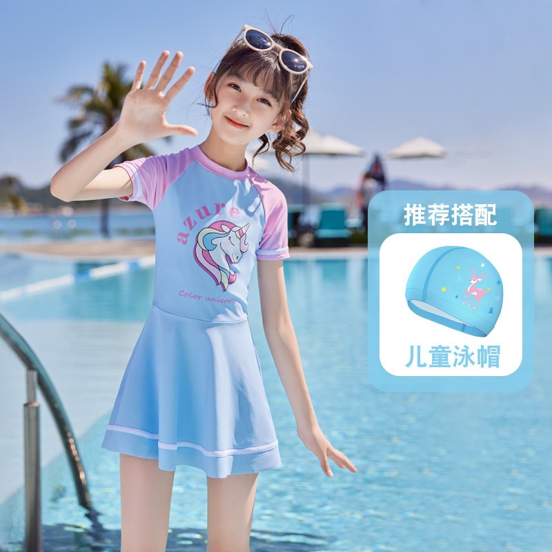 儿童游衣女童连体2022新款中大童可爱宝宝专业防晒游泳衣游泳装备