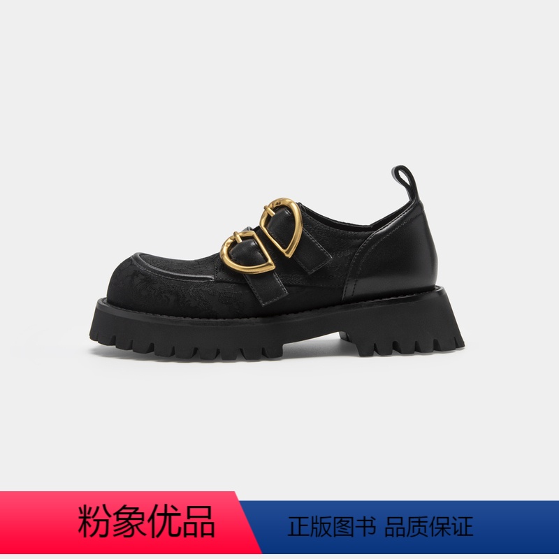 黑白蓝 34 [正版]杨超越同款米奥牛津鞋厚底增高小皮鞋通勤乐福鞋单鞋女鞋