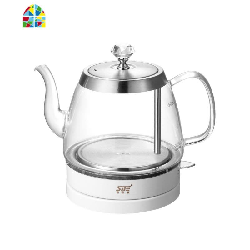 BL03A玻璃烧水壶电热煮水壶家用自动断电透明煮茶器 FENGHOU 1L圆型快速壶+色釉茶具图片