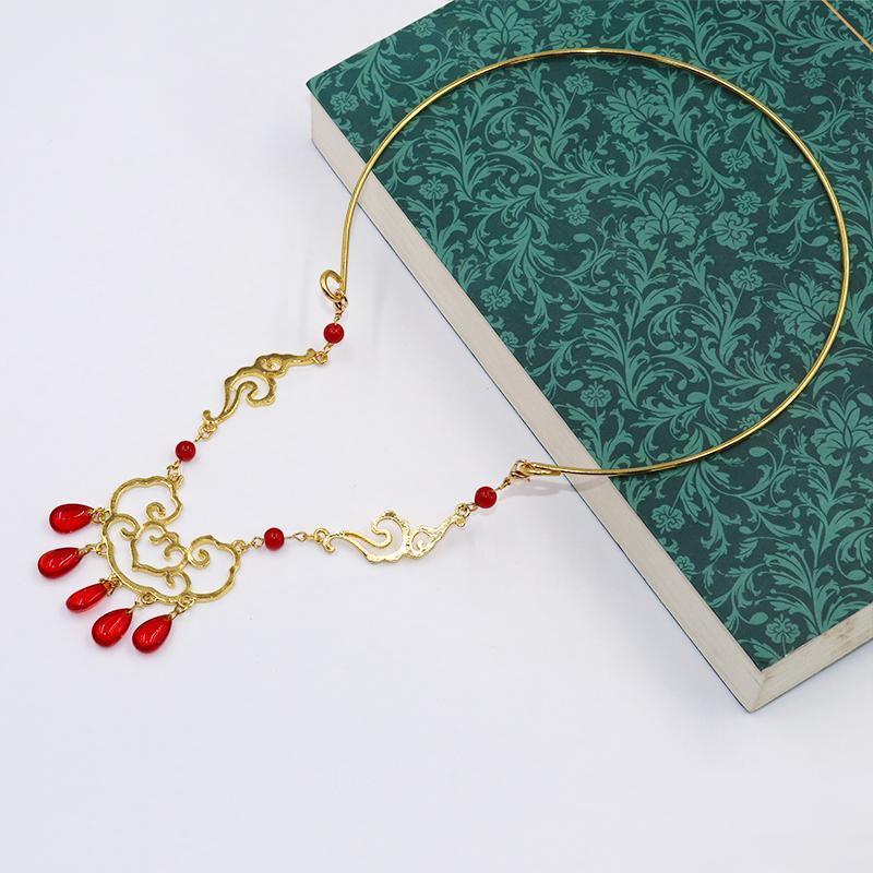 白玉莲项圈 一个 原创手工璎珞项圈汉服古风流苏项链古典首饰古装饰品