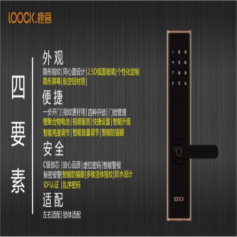 鹿客智能门锁Touch 2 Pro（金）