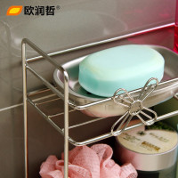 欧润哲(ORANGE) 不锈钢双层厨房置物架 免安装调料架子收纳层架 落地储物架厨具架107843