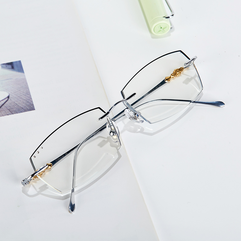 尚境新款近视镜轻巧合金0128906银白色时尚工艺潮流男女通款镜框