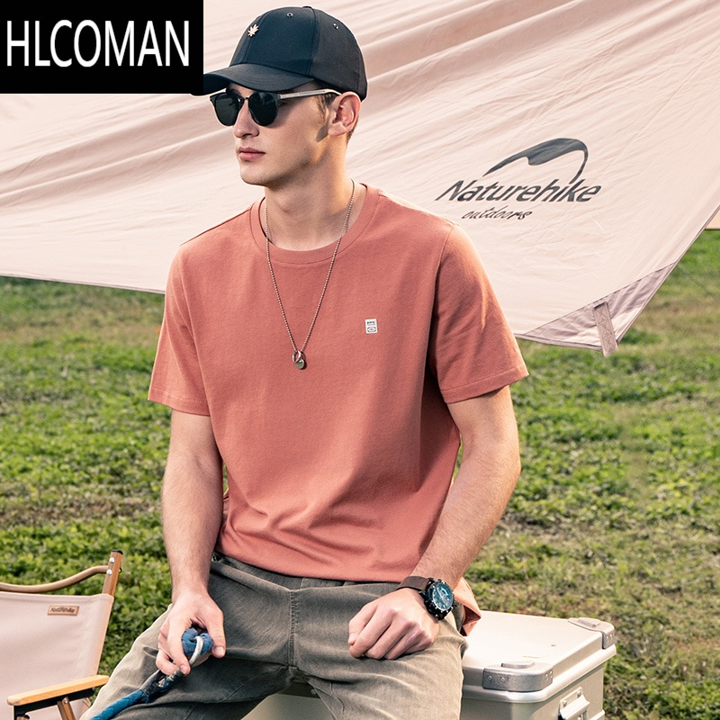 HLCOMAN 新疆长绒棉 夏季短袖T恤男休闲夏装多彩半袖简约体恤