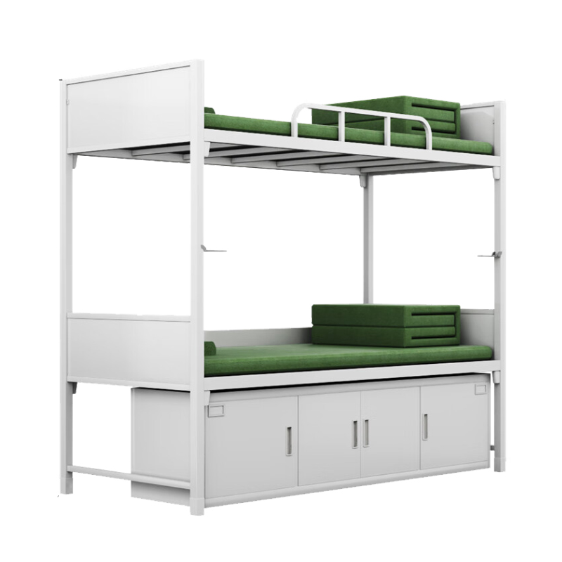 富路达加厚双层钢制上下铺宿舍士官铁床内务双人床带床下柜 13款高清大图