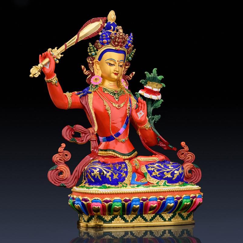 美帮汇文殊普萨佛像 铜文殊师利菩萨摆件藏传密宗画脸佛教用品高清大图
