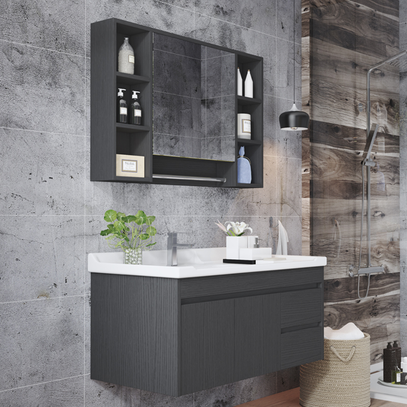 实木洗手盆柜组合卫浴套装镜柜洗漱台现代简约洗脸池面盆浴室柜60cm主