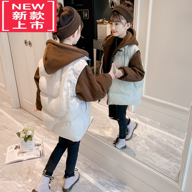 可莉允女童秋冬装外套2022年新款派克棉服羽绒棉衣大童加厚棉袄中长款潮