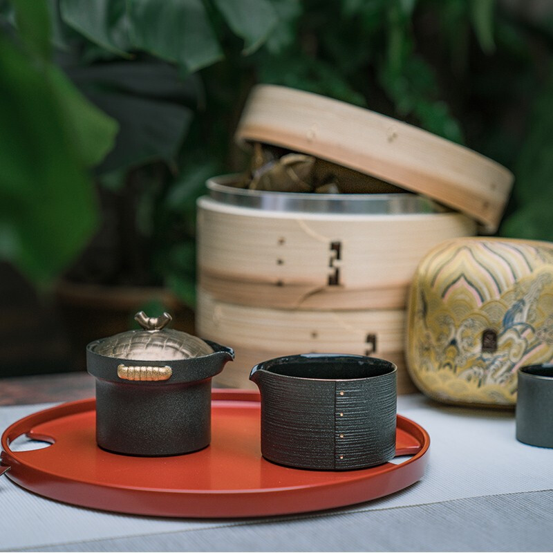 万仟堂(EDENUS) 蒸蒸日上·随手礼茶具粉青釉(一壶一海两杯一便携包)高清大图