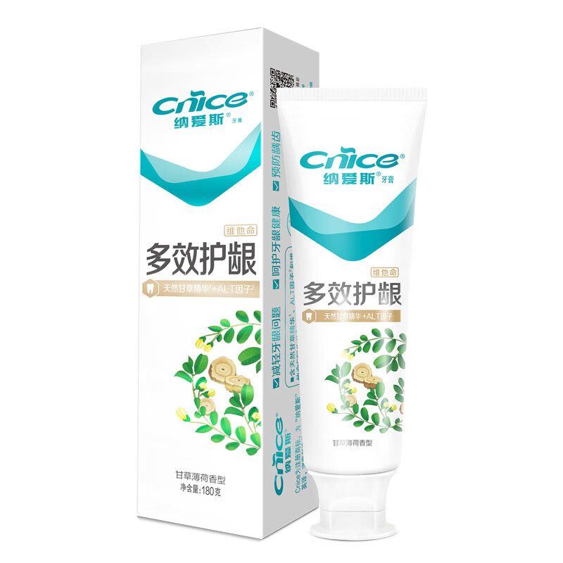 纳爱斯牙膏维他命减轻牙龈问题多效护龈180g*36支(包装随机)