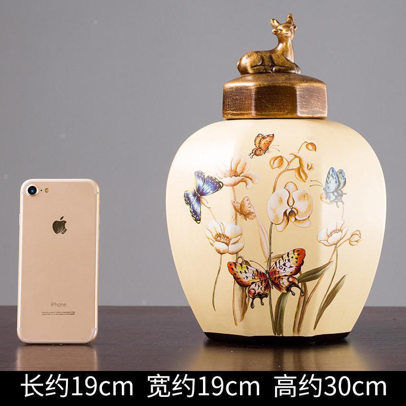 美帮汇欧式陶瓷花瓶装饰摆件美式复古客厅电视柜玄关插花仿真干花艺套装高清大图