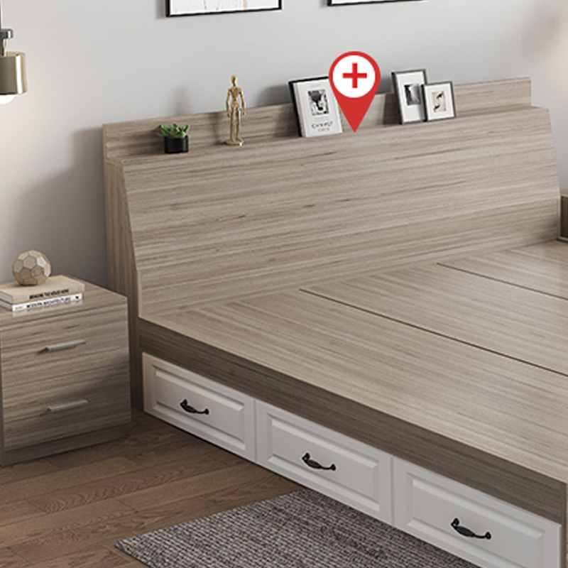 乙壬榻榻米板式床员工床公寓单人床双人床灰橡木色[斜靠抽屉款]1200mm