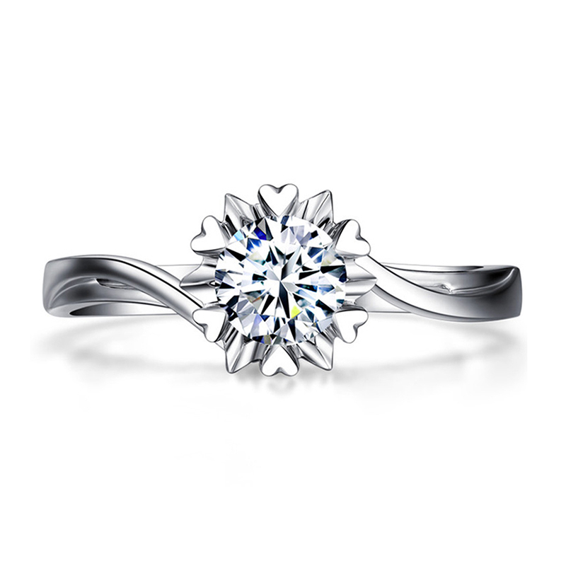 珂兰白18k金钻石戒指求婚女戒结婚钻戒缘爱klrw027059需定制30分h色si