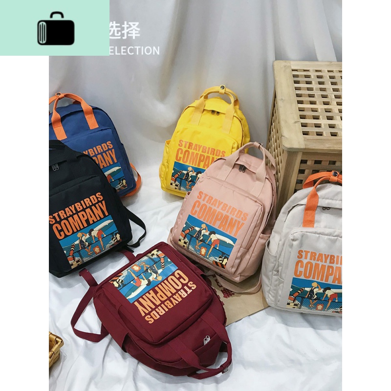 古着感新款书包女日系帆布旅行背包女大学生原宿ulzzang双肩包女NEW LAKE高清大图