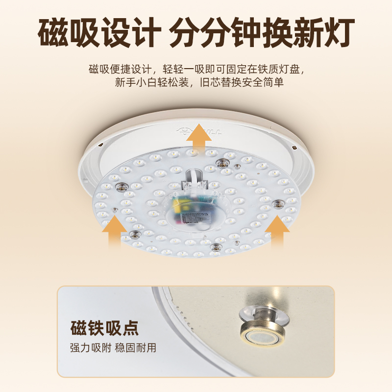 雷士照明LED灯盘高色显大瓦数替换光源模组家用吸顶灯阳台灯替换灯芯灯板高清大图