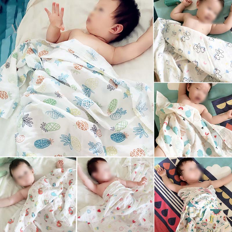 婴儿毛毯夏季薄款纱布宝宝夏凉被子小毯子儿童盖毯幼儿园通用简约小清新床上用品纱布被