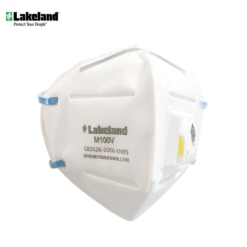 Lakeland防尘口罩KN95防雾霾PM2.5成人 耳带折叠式带阀口罩 M100(无呼吸阀) 50只 均码