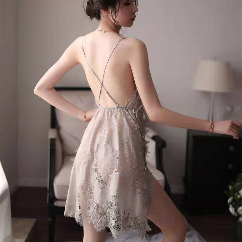 长夜漫漫 女式情趣睡衣诱惑性感露乳内衣女透视奢华蕾丝开档免脱侧开叉吊带睡裙夜店制服三点式比基尼仙女裙成人情趣用品高清大图