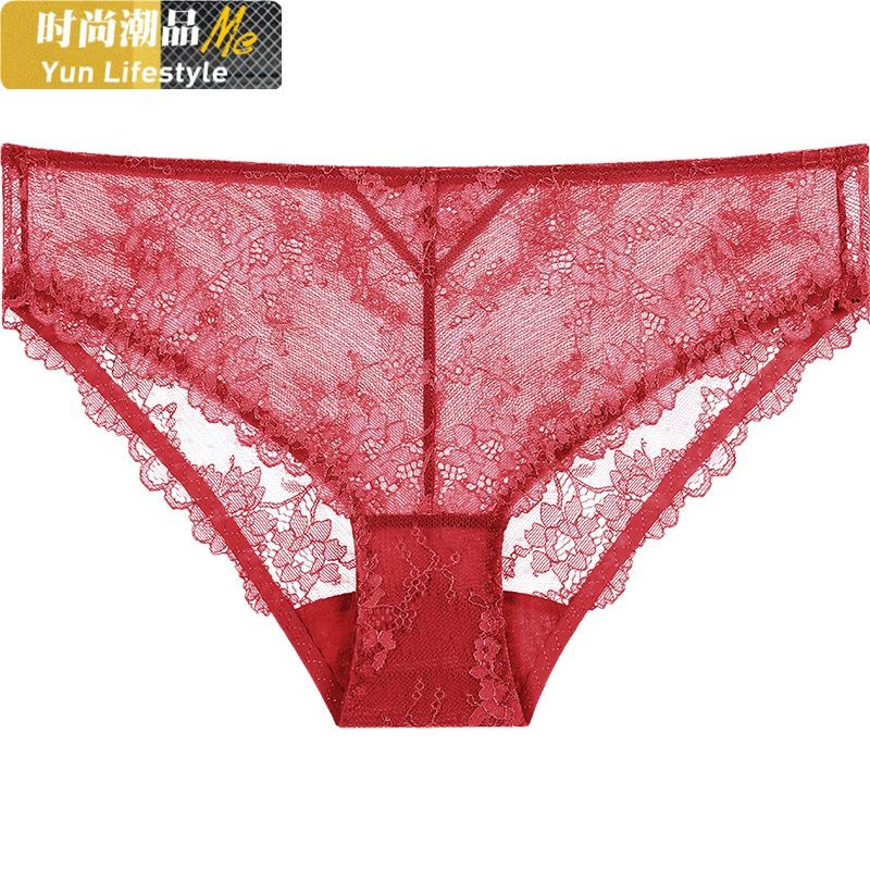 YUNWUXIN宝诗嫣牛年本命年红色内裤女蕾丝薄款透气低腰提臀棉裆底裤内裤图片