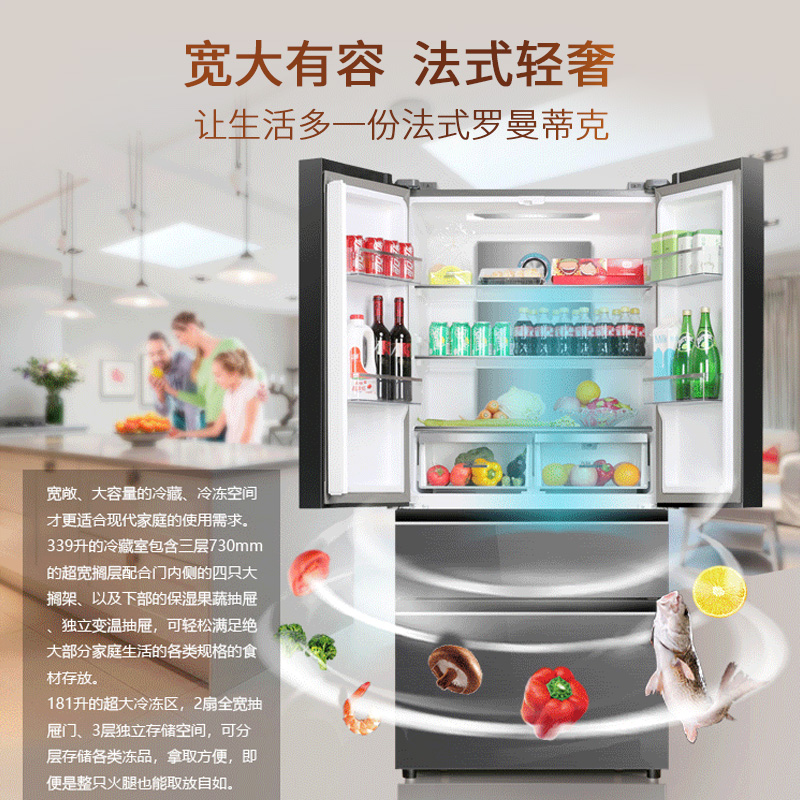 伊莱克斯(Electrolux)法式多门冰箱EHE5209GD 520升大容量 干湿分储 一级变频 风冷无霜 彩晶面板高清大图