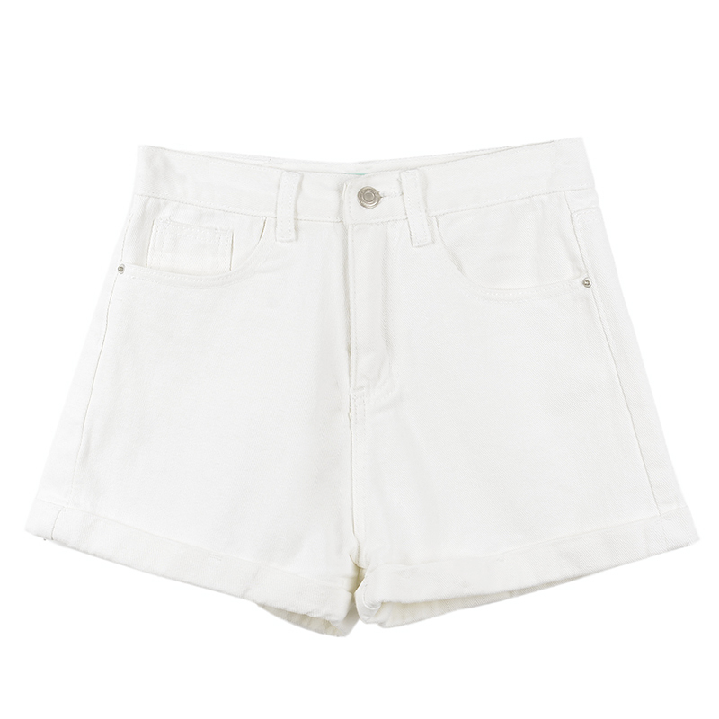 白色牛仔短裤女夏装新款胖mm大码高腰弹力宽松阔腿热裤学生200斤005