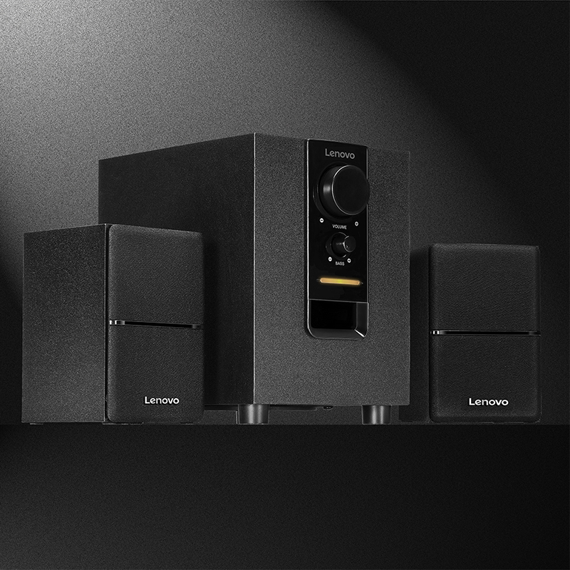 联想(Lenovo) 1630桌面2.1有源音箱多媒体音响 台式机笔记本电脑音箱木质低音炮 黑色