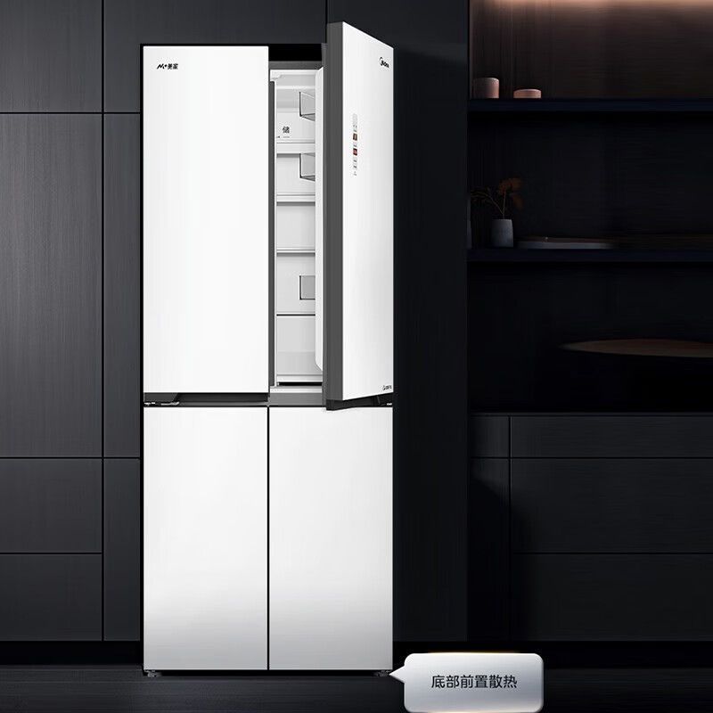 美的(Midea)十字对四门风冷无霜零距离嵌入式一级能效底部散热家用电冰箱 433升BCD-433WUSGPZM极地白