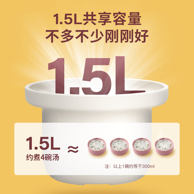 天际电炖炖锅陶瓷煲汤家用迷你宝宝炖锅bb煲煮粥神器熬煲汤锅养生锅燕窝银耳mini2-3人 DGD15-15DD