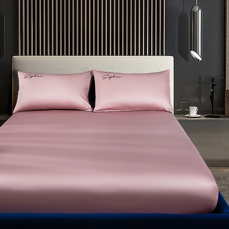 美帮汇60支贡缎床笠单件全棉全棉夏天床垫保护罩1.8m保护套床罩 浅豆沙 150x200cm-裸睡亲肤