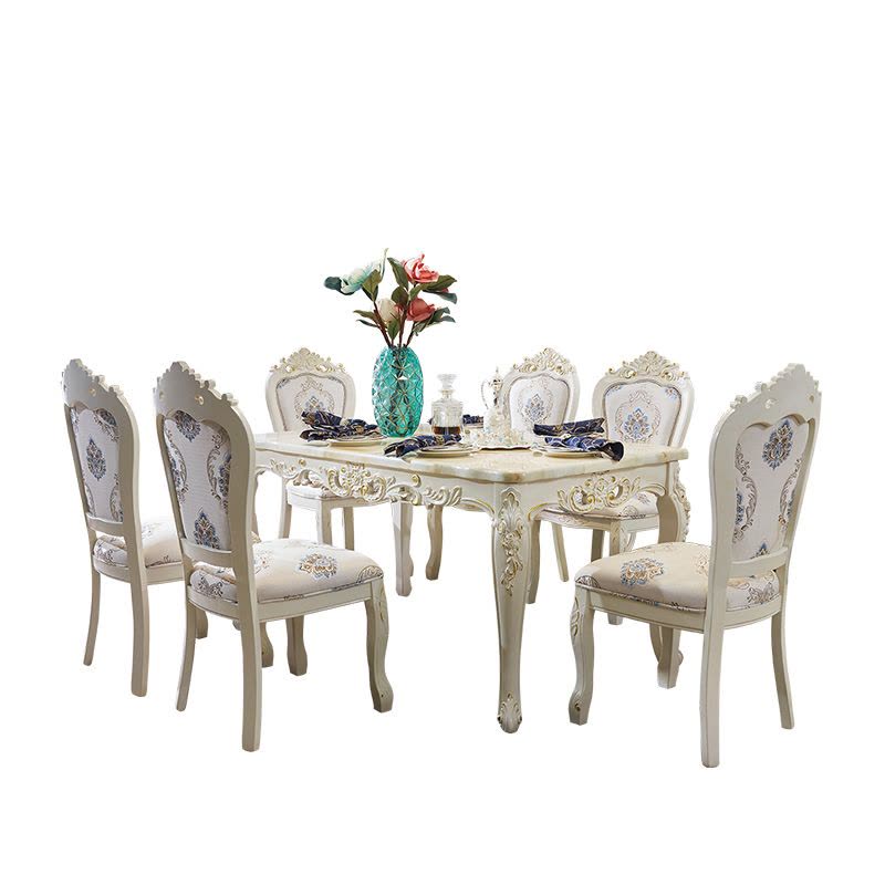 欧式餐桌椅组合小户型长方形大理石实木餐桌现代简约餐厅家用饭桌图片