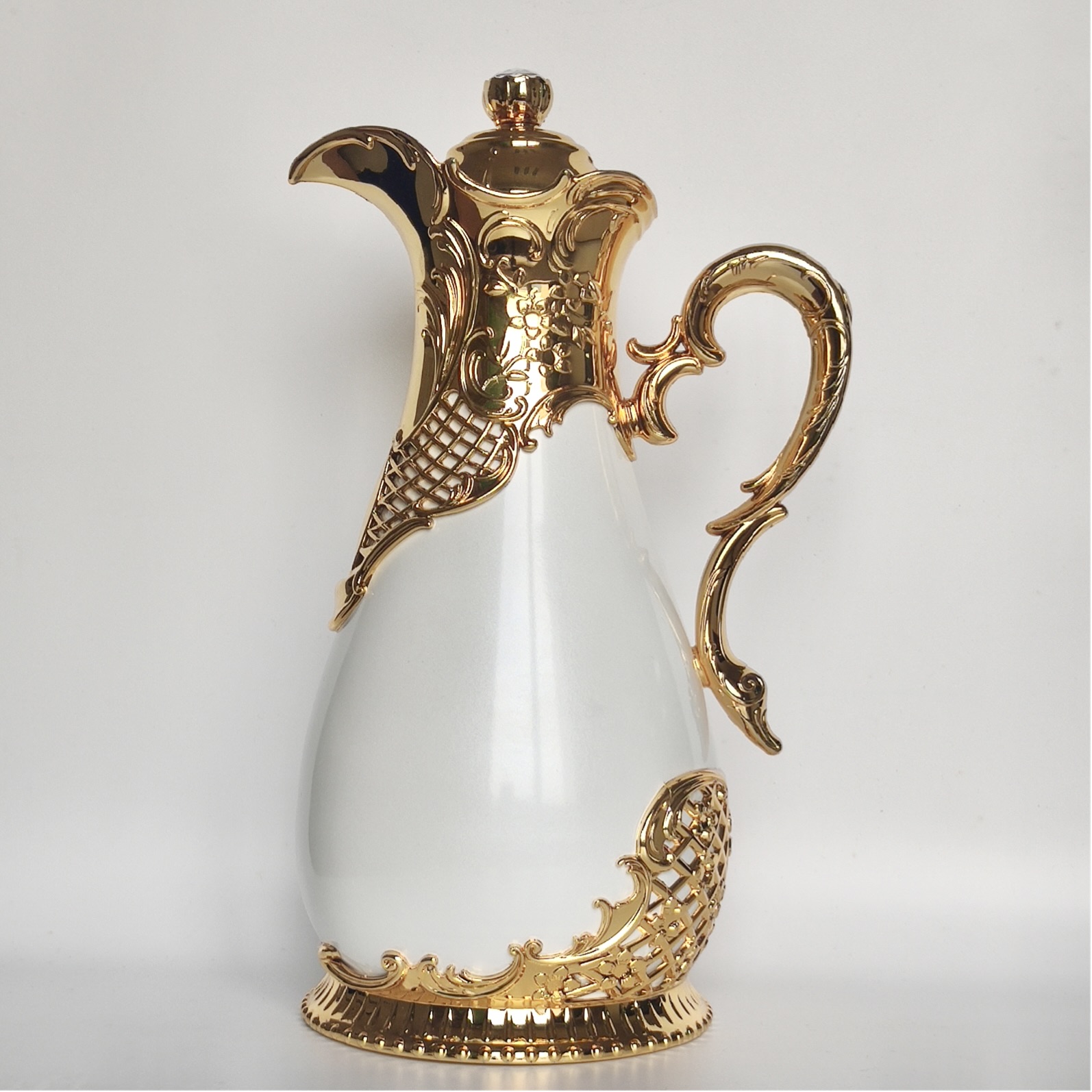 FULL 典雅水壶镀金浮雕工艺保温壶手提式法式复古茶具水壶