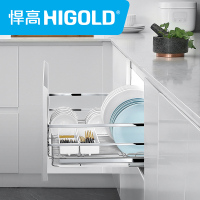 HIGOLD/悍高 拉篮 黑袥系列橱柜双层拉篮 304不锈钢扁钢拉篮 抽屉式碗架碗碟调味料篮