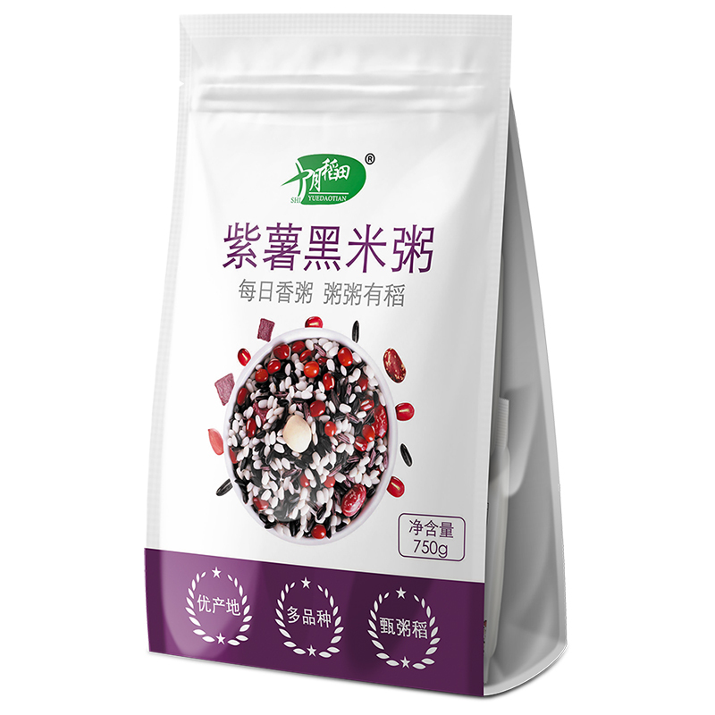 十月稻田750g紫薯黑米粥 独立包装(150g*5袋 )
