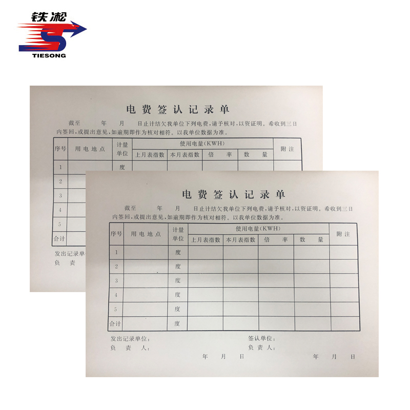 铁凇 电费签认记录单 210*147mm 本高清大图