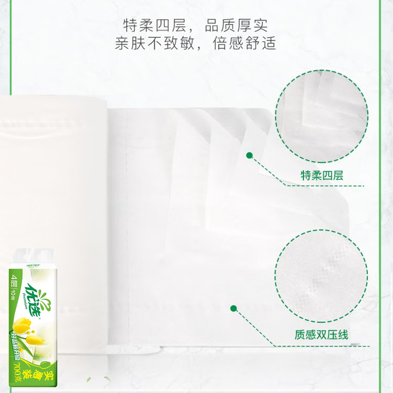 心相印优选卷纸四层卷纸700g*10卷*4提LR1710高清大图