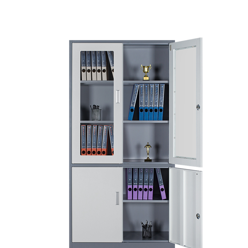 花城办公 玻璃铁皮文件柜二门带锁900*390*1800mm(仅限烟台地区供货)高清大图