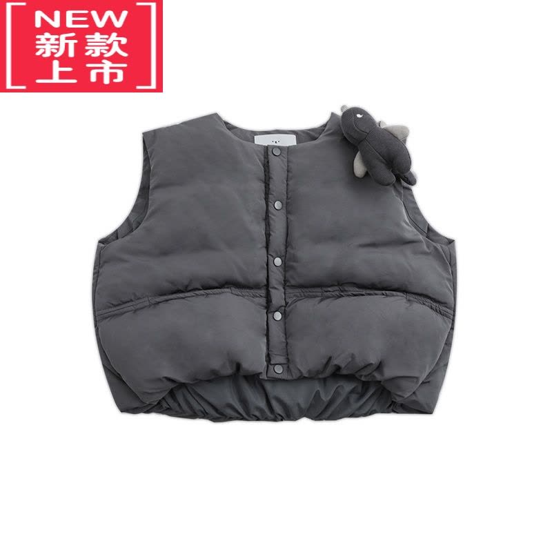 可莉允男童手塞棉衣可拆卸恐龙玩偶马甲秋冬儿童单排扣保暖外穿背心棉服图片