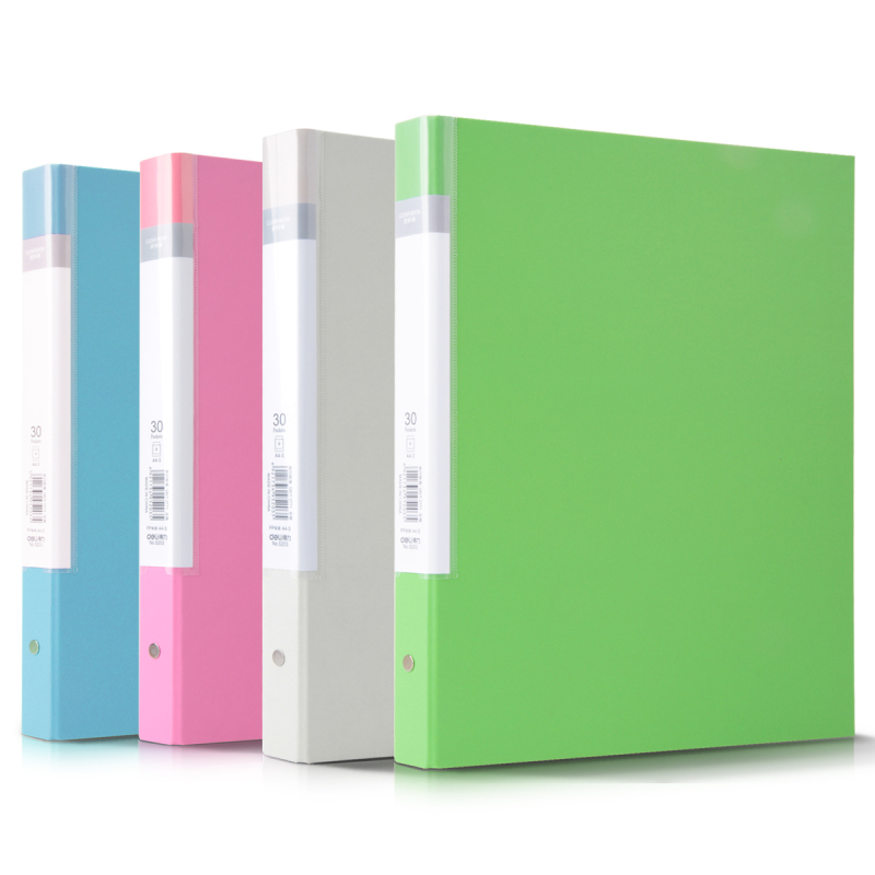 得力5203资料册A4彩色PP包板纸插页文件夹学生30页资料夹办公用品5203