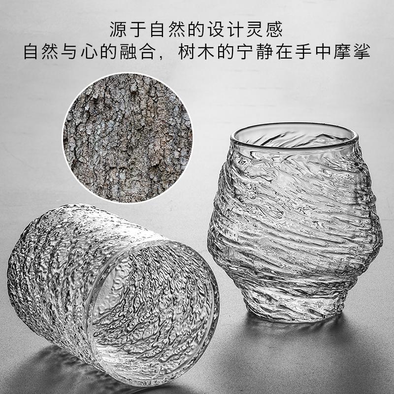 家柏饰(CORATED)锤纹玻璃主人杯单杯大号超大个人杯单个透明日式品茗杯大容量高清大图