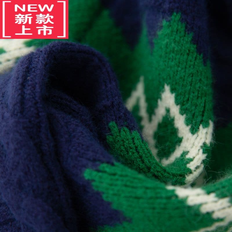 可莉允男童毛衣2022新款中大童冬季百搭菱形格提花儿童装圆领针织保暖潮图片