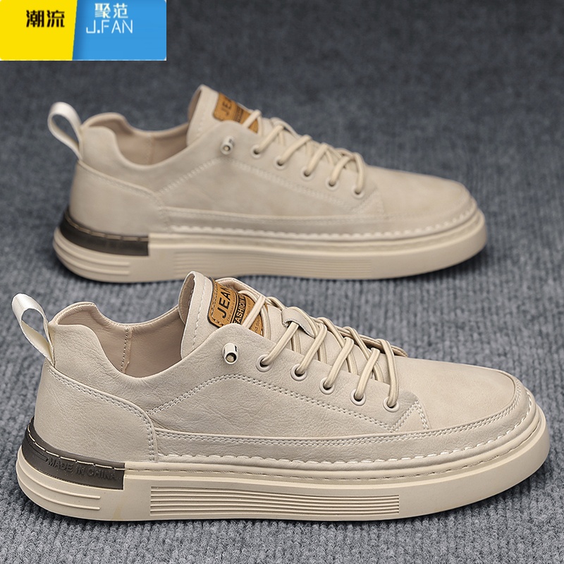 聚范男鞋夏季一脚蹬百搭平板鞋上班工作防水防滑男士休闲皮鞋运动潮鞋高清大图