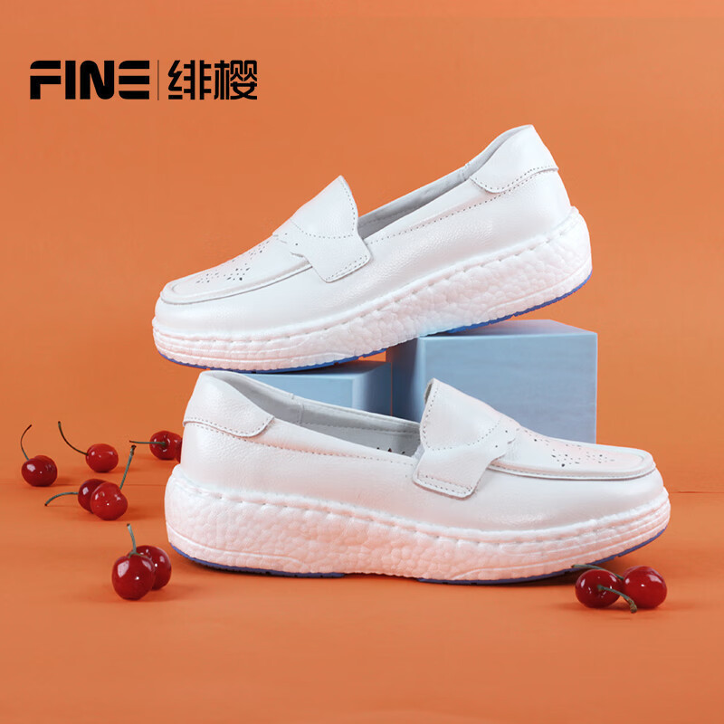 绯樱爆米花款护士鞋女春秋季款真牛皮软底镂空透气工作鞋BT2616 41码