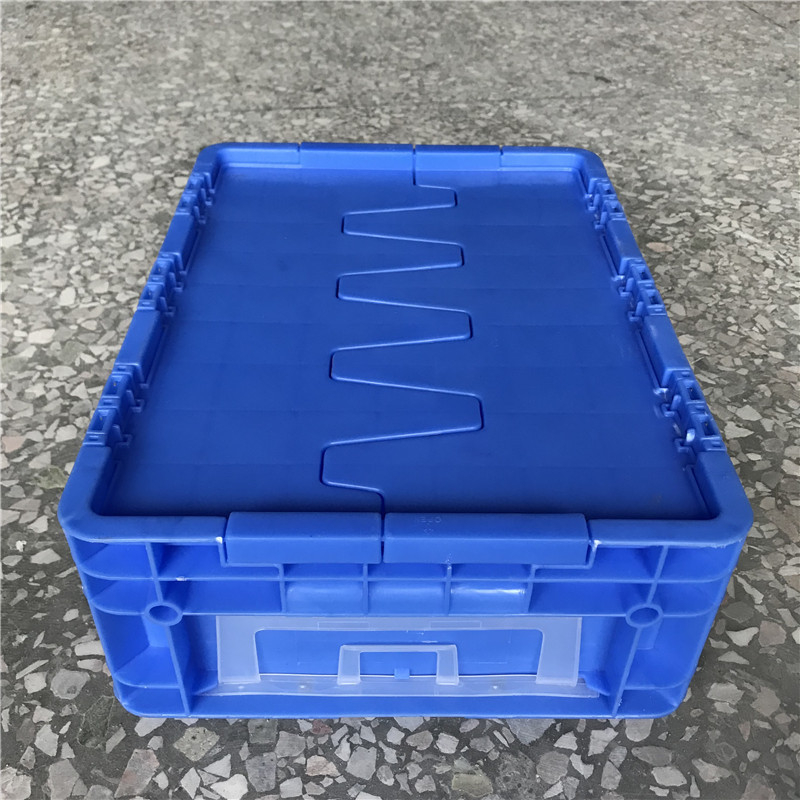 4315-148塑料物流箱 翻盖平盖物流箱 上海汽配灰色蓝色物流箱