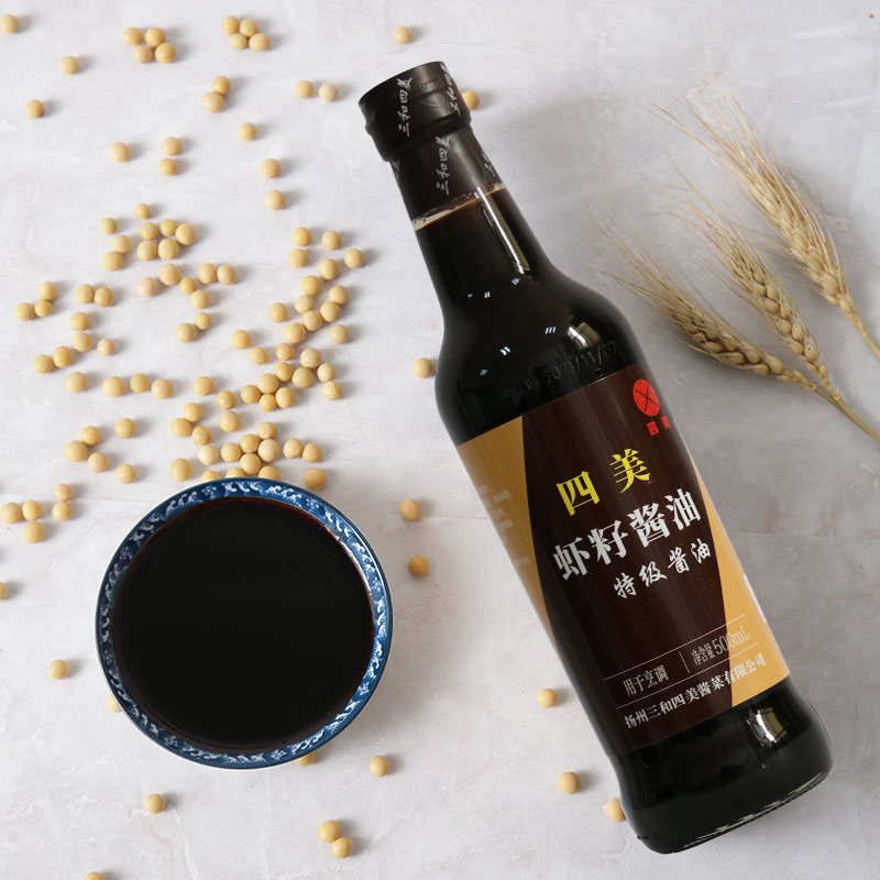 三和四美虾籽特级酱油手工酿造调料红烧炒菜拌面调味品调料500ml