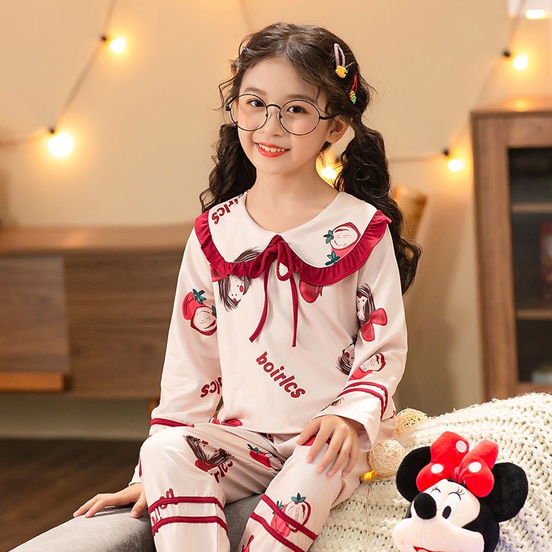儿童睡衣女春秋长袖套装洋气网红可爱卡通公主风女孩中大童家居服