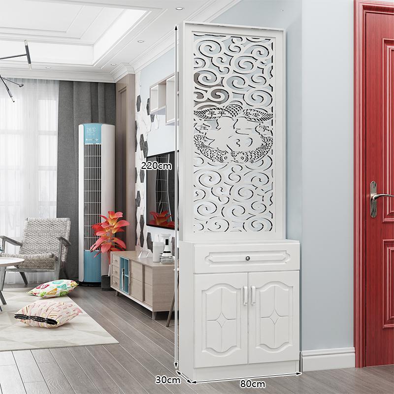 森美人入户进玄关柜隔断柜屏风镂空客厅装饰酒柜简约现代小户型新中式 暖白色220高80长30厚组装框架结构