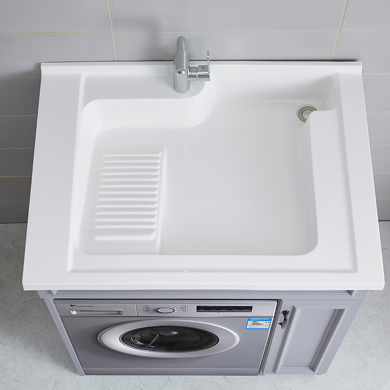 阳台洗衣机柜组合带搓板伴侣小户型洗衣池台手脸盆一体80cm洗衣机护柜