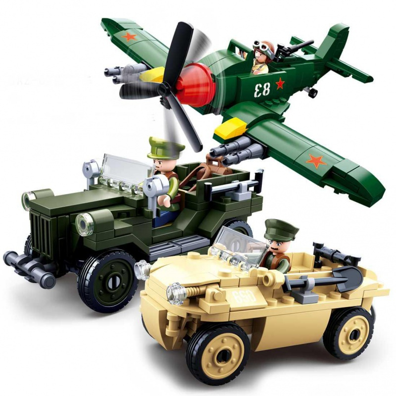 新年积木拼装二战玩具82型水桶两栖吉普车m38b0690m38b0697库尔斯克
